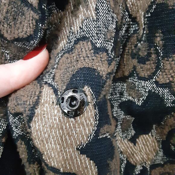 Vintage 70s Penny Lane FUR Mod Carpet Coat Sheared Beaver Damask Tapestry Hippie - Picture 11 of 16